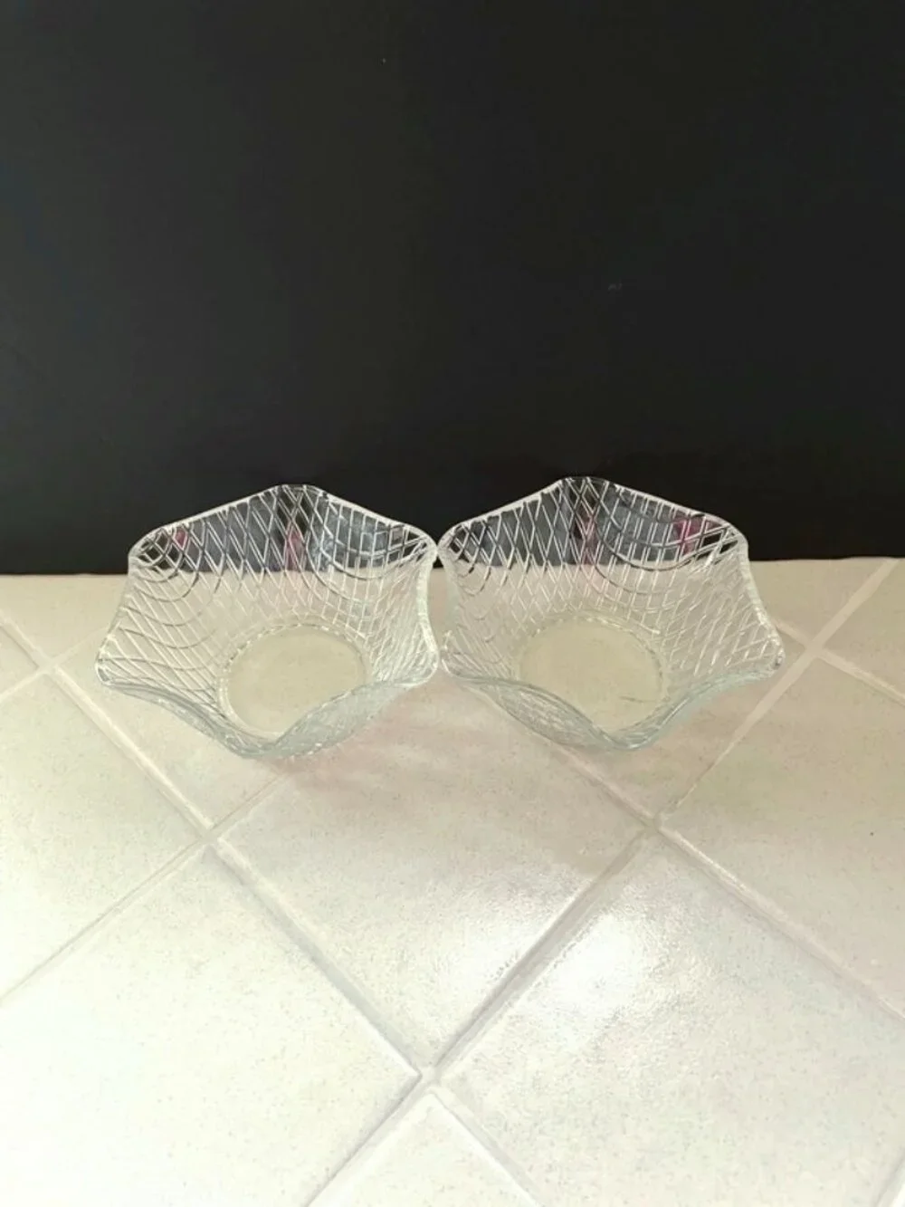 Set of 2 little cute glass candy bowls